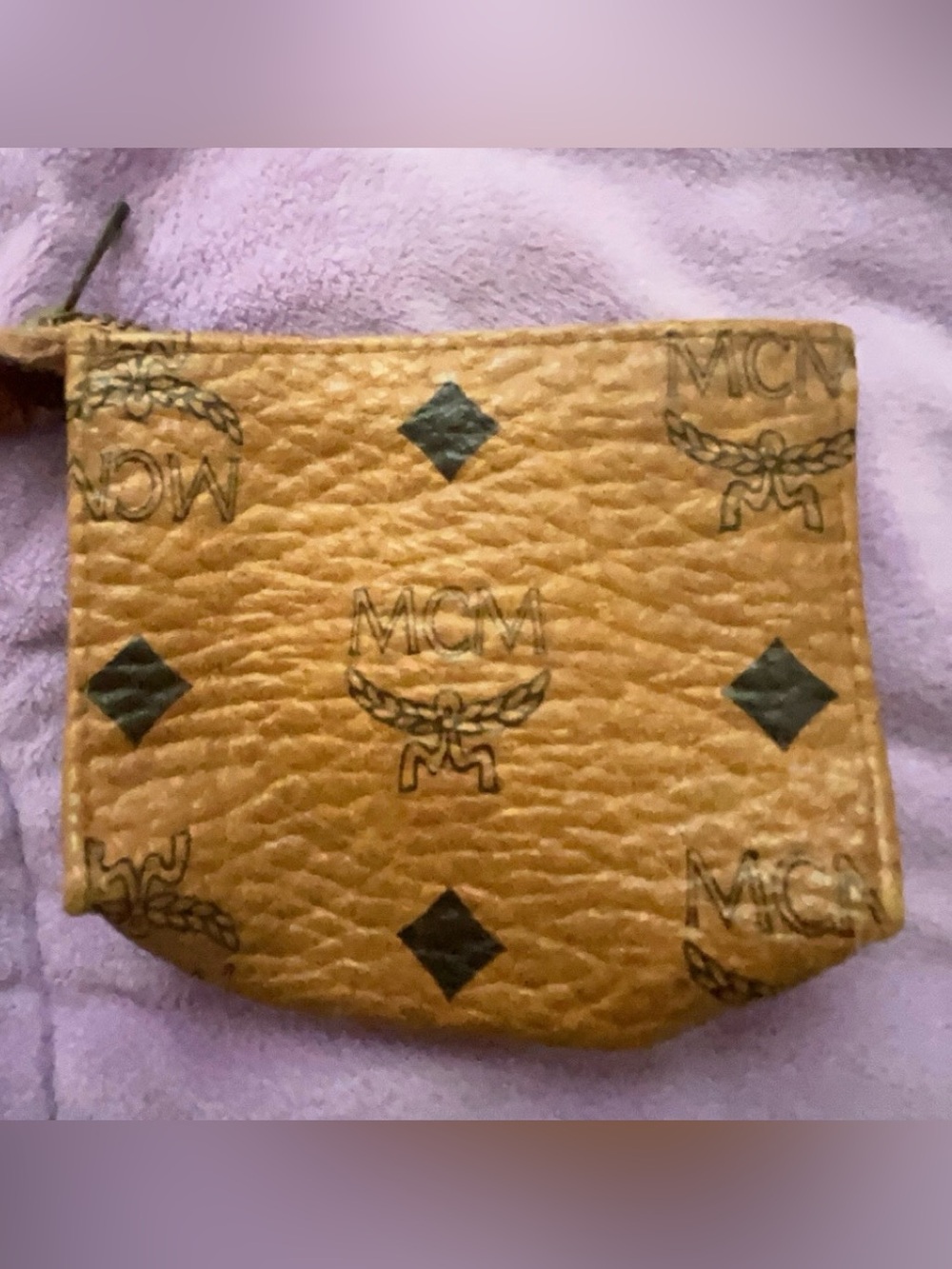 MCM Cognac Logo Leather Coin,Card & Key Pouch